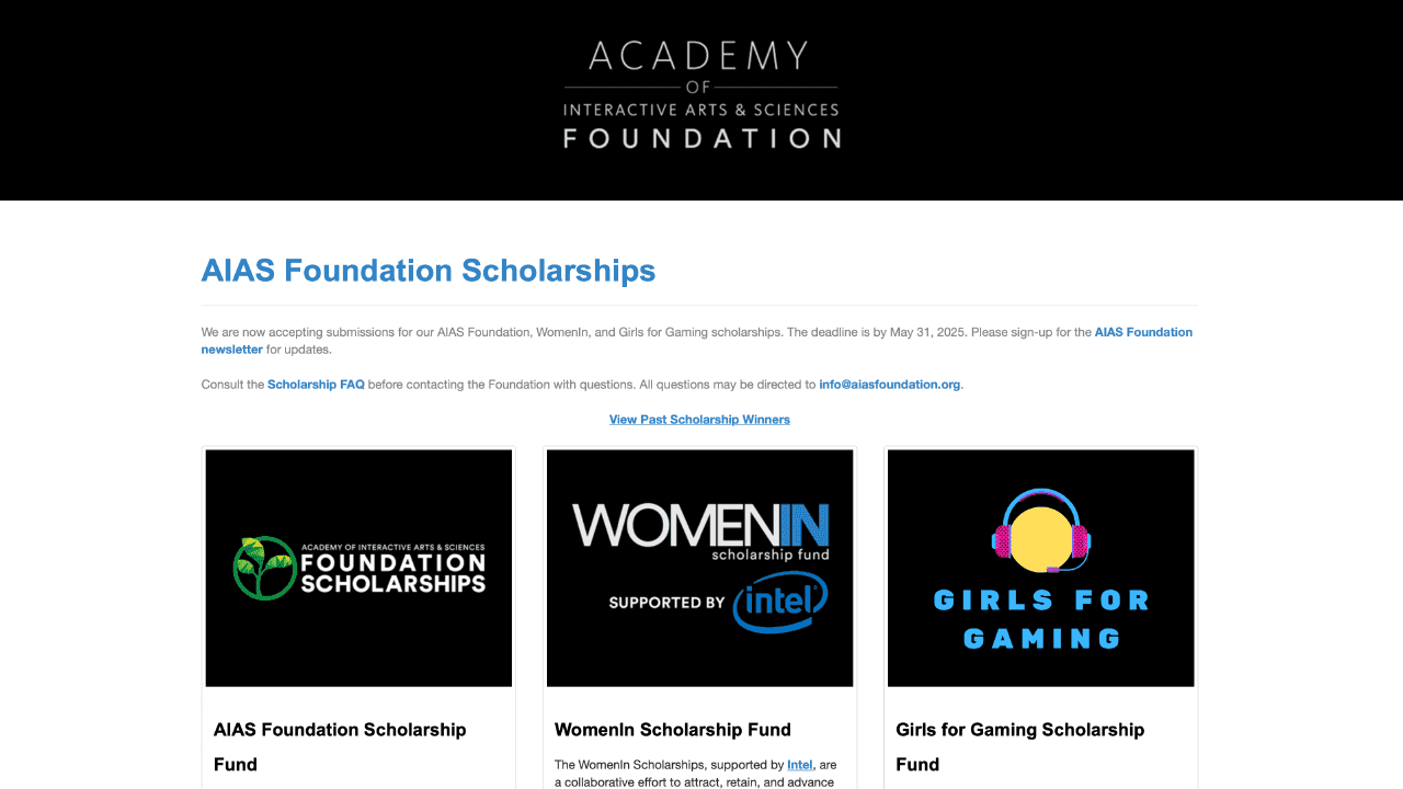 AIAS Foundation Scholarships news story
