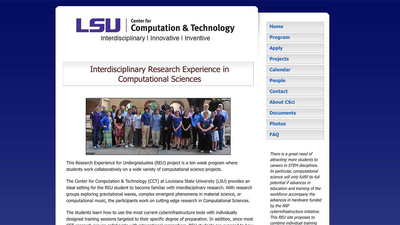 Interdisciplinary Research Experience in Computational Sciences news story