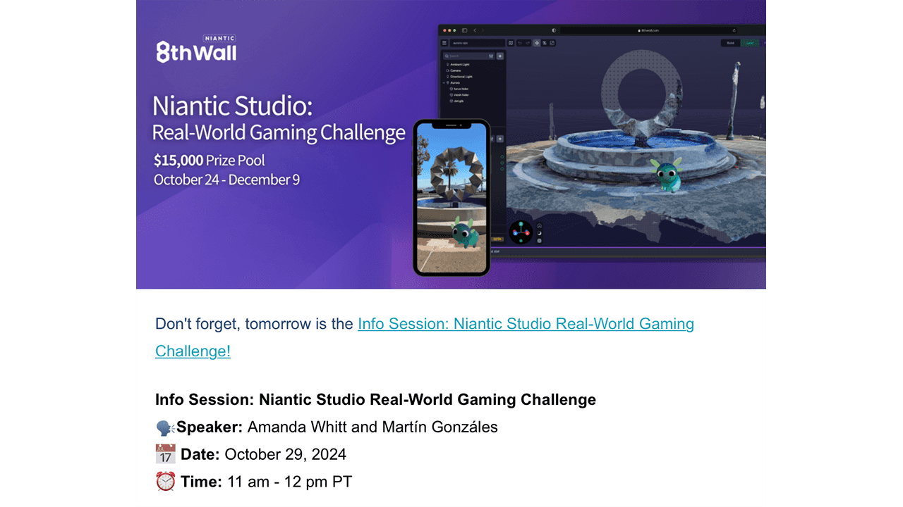 Niantic Studio Real-World Gaming Challenge news story