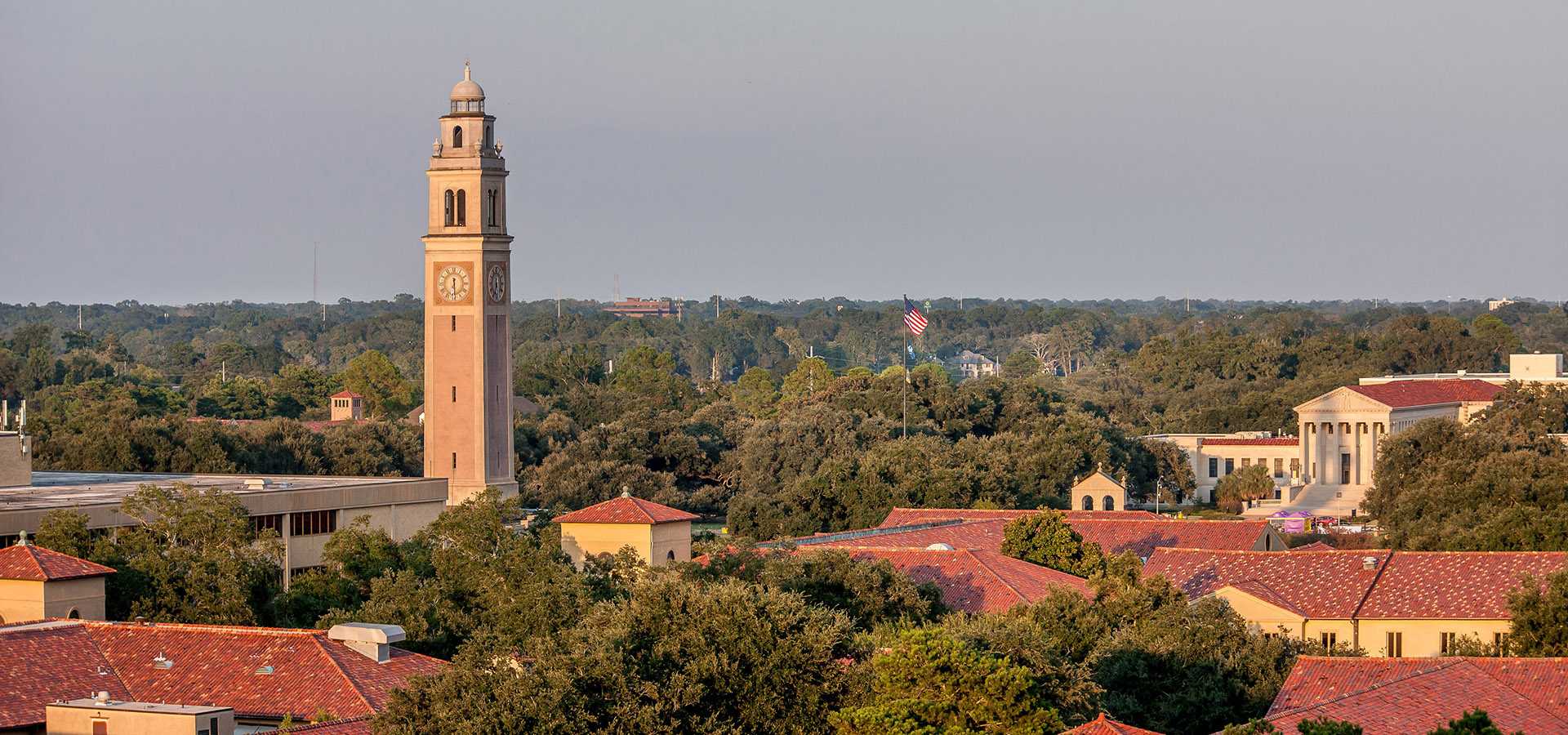 Louisiana State University (LSU) Memorial Tower at sundown