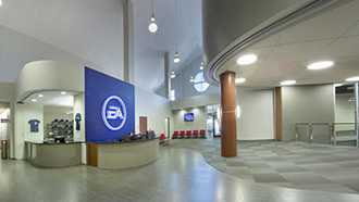 Picture of Electronic Arts (EA) north american test center lobby in Baton Rouge on LSU campus